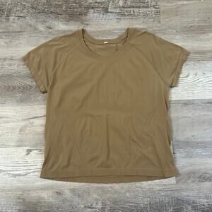 Lululemon Seamless Performance Tee Bronze Green Short Sleeve Ribbed Active Top M